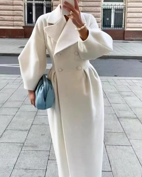 Teri Coat | Autumn Elegant Double-Breasted Midi Coat