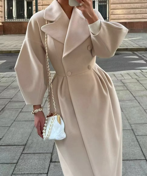 Teri Coat | Autumn Elegant Double-Breasted Midi Coat