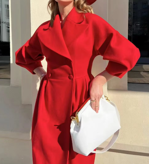 Teri Coat | Autumn Elegant Double-Breasted Midi Coat
