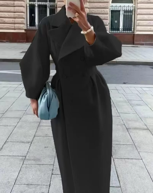 Teri Coat | Autumn Elegant Double-Breasted Midi Coat