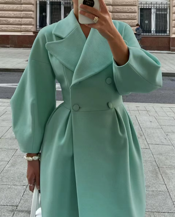 Teri Coat | Autumn Elegant Double-Breasted Midi Coat
