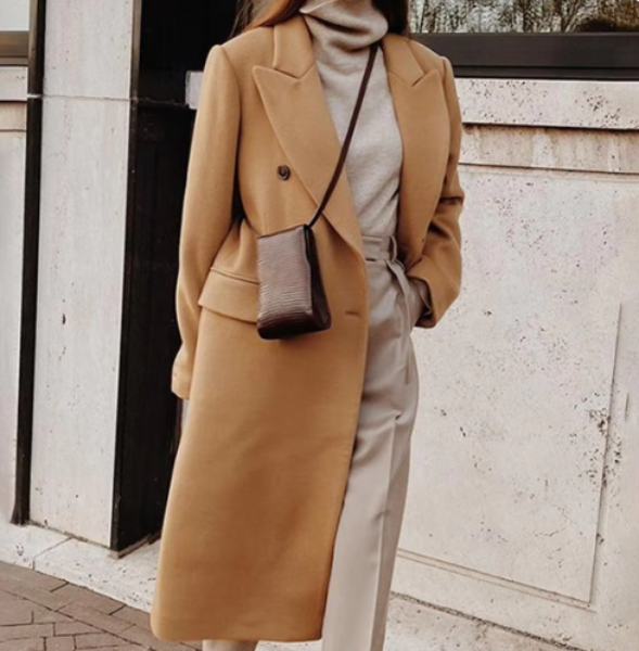 Tess Coat | Autumn Double-Breasted Long Coat