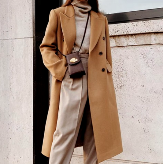 Tess Coat | Autumn Double-Breasted Long Coat
