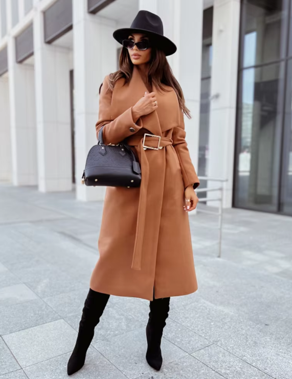 Teyah Coat | Autumn Belted Elegance Coat