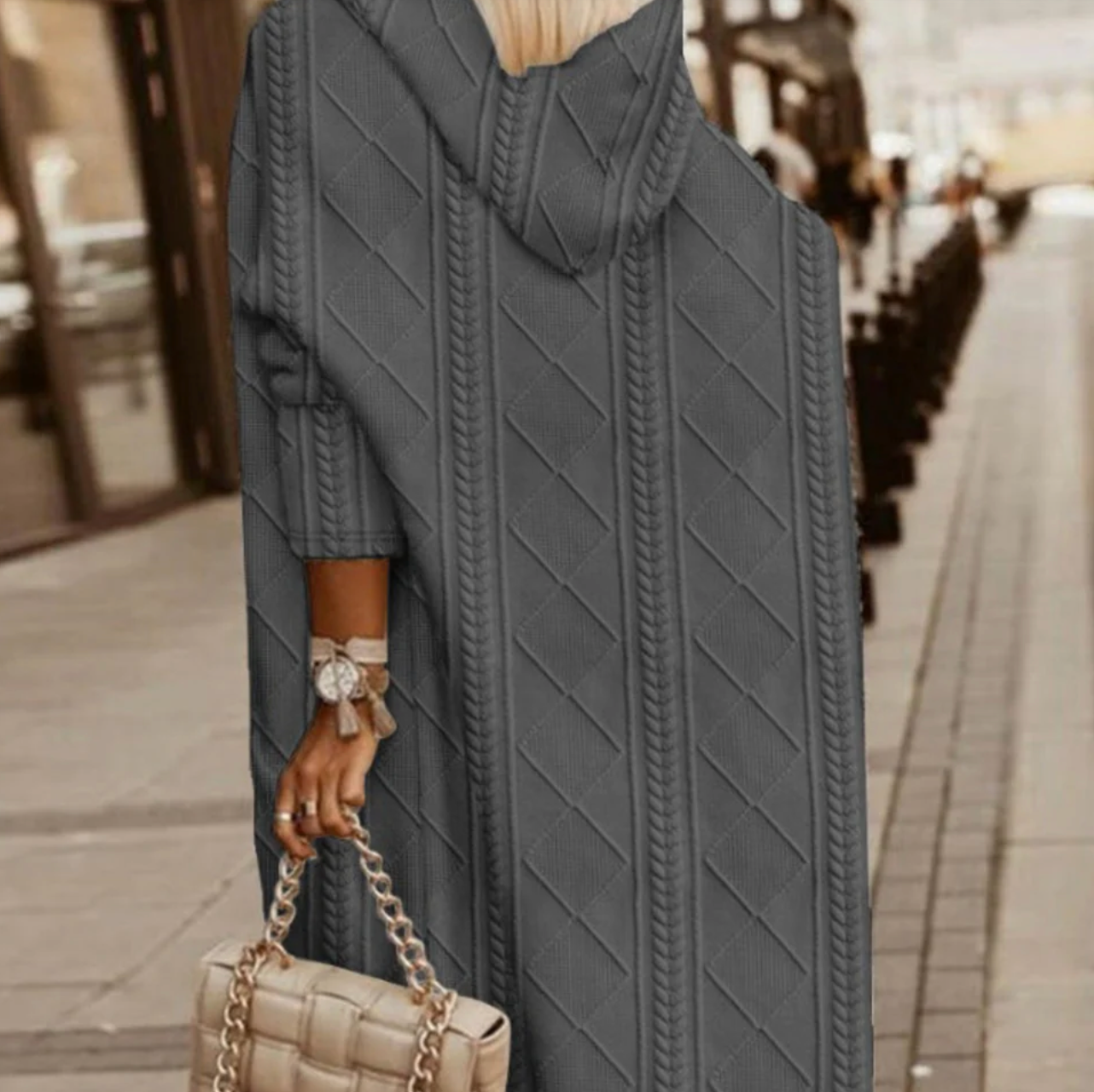 Villette Vest | Winter Long Knitted Hooded Cardigan