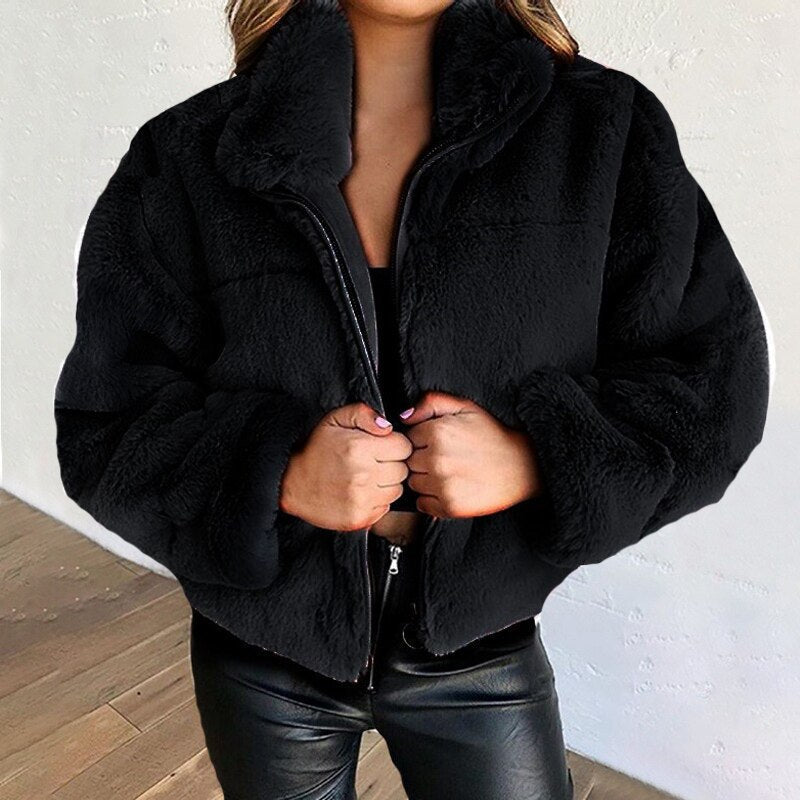 Sharon Jacket | Autumn Faux Fur Zipped Jacket