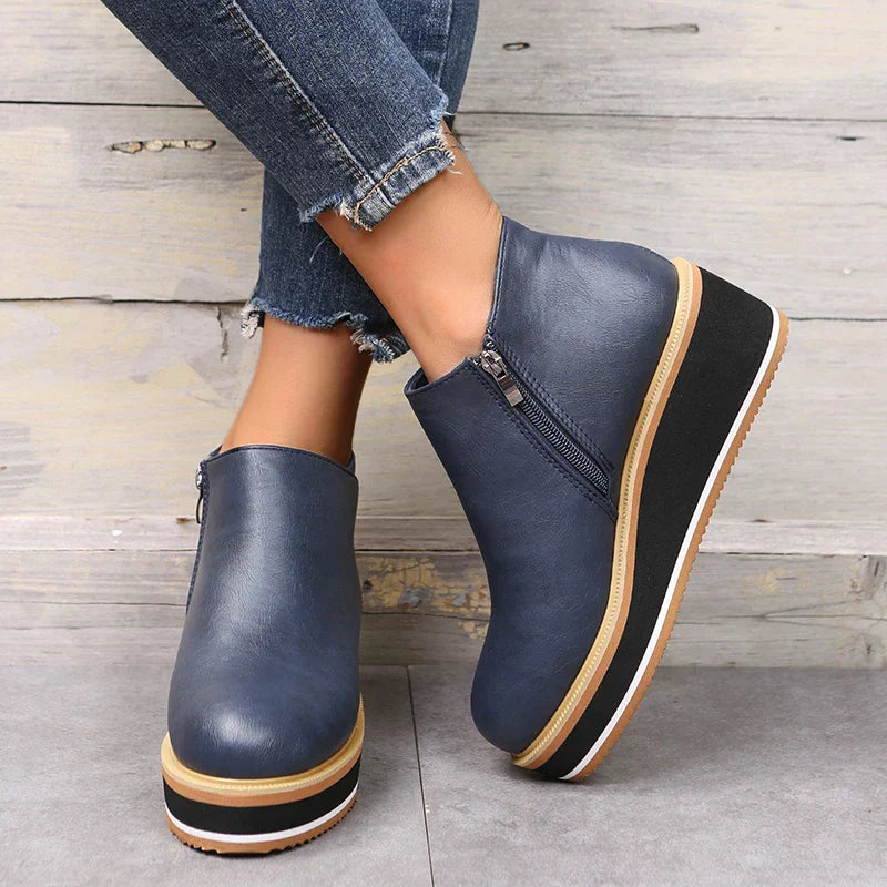 Clea Boots | Stylish Ankle Boots with Zip and Platform, Bold and Comfortable