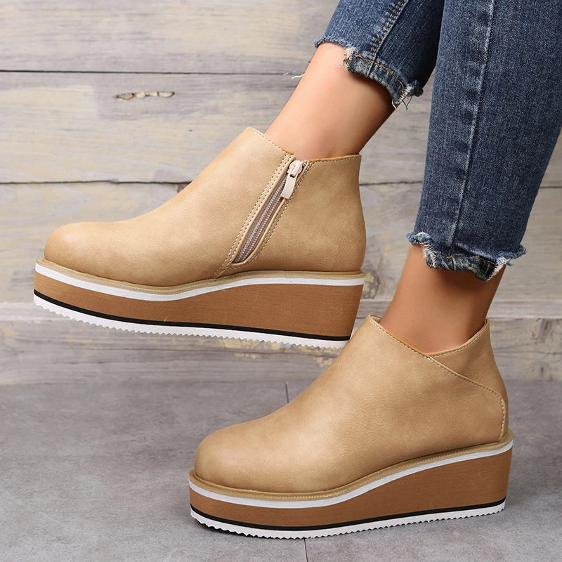 Clea Boots | Stylish Ankle Boots with Zip and Platform, Bold and Comfortable