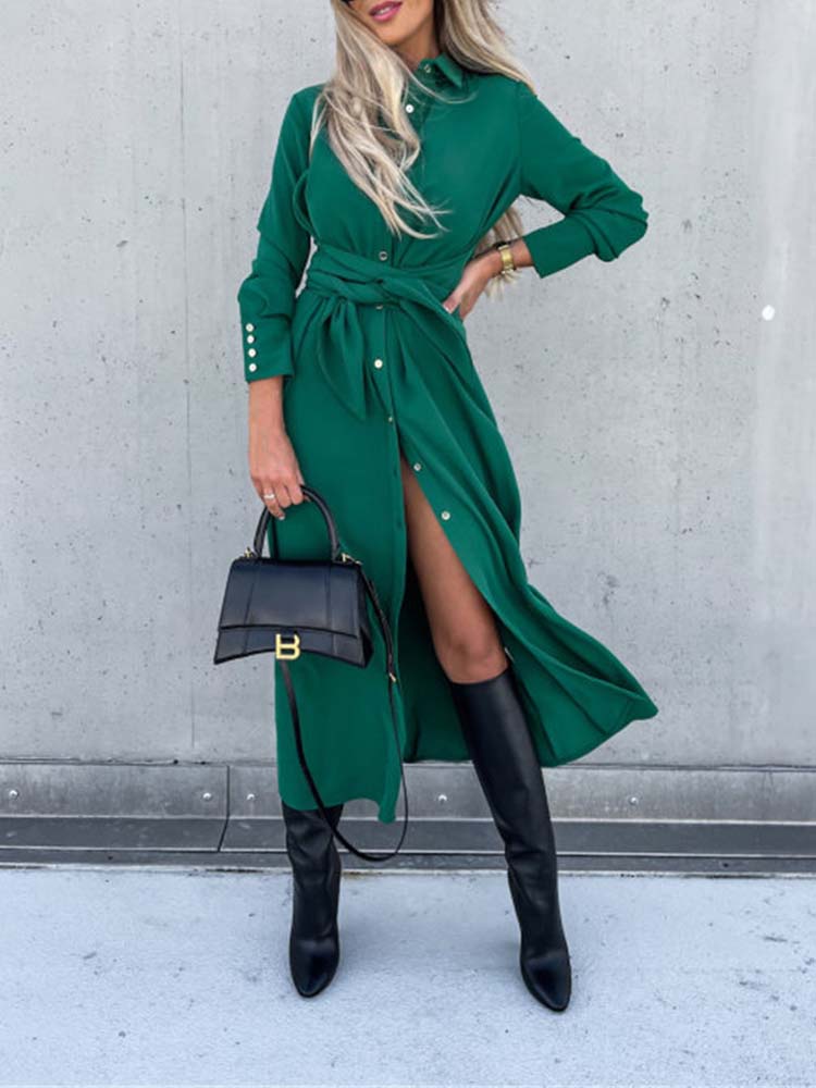 Kaylin Dress | Long-Sleeve Shirt Dress with Collar