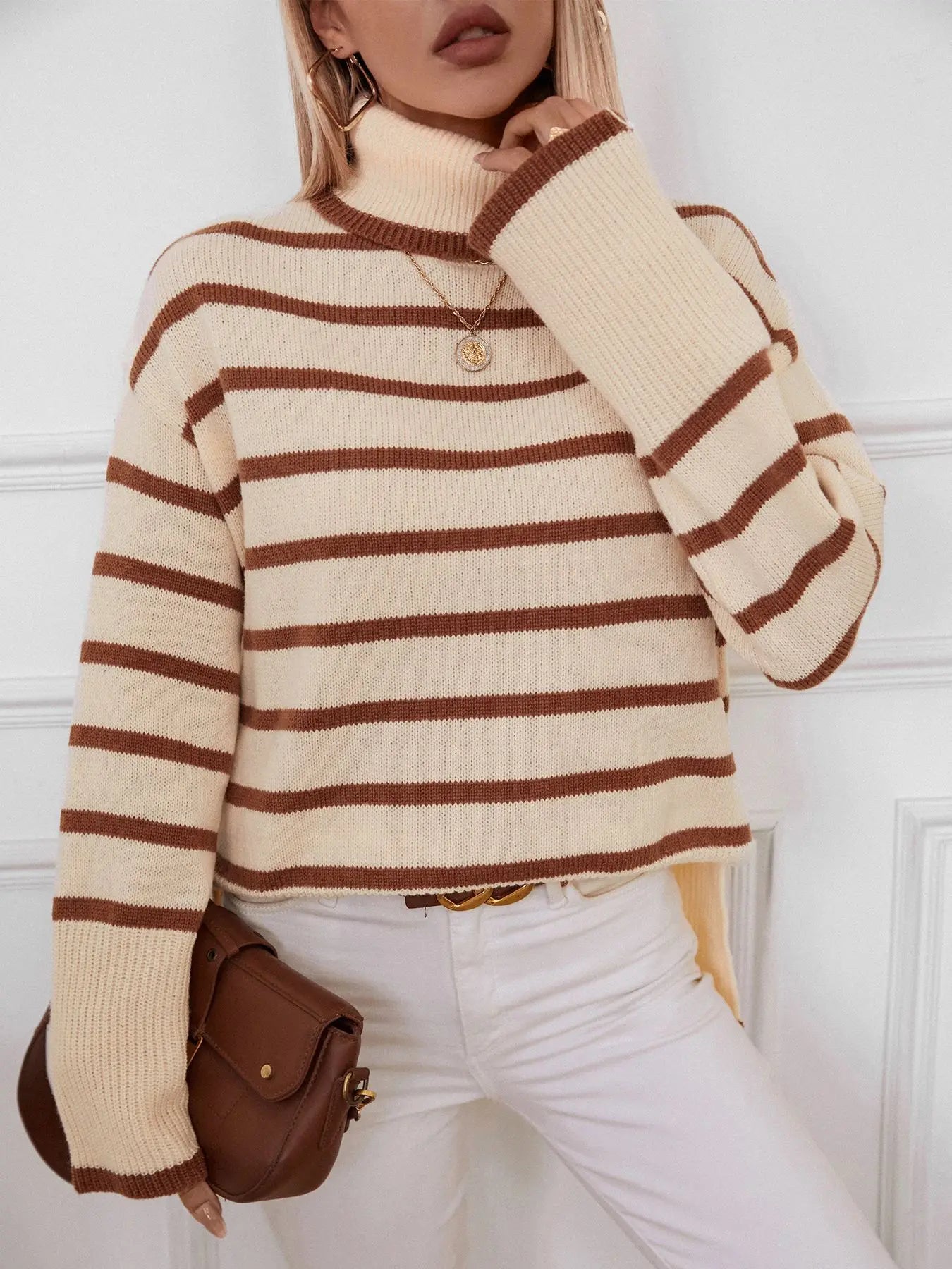 Tiphany Jumper | Autumn Striped Turtleneck Jumper