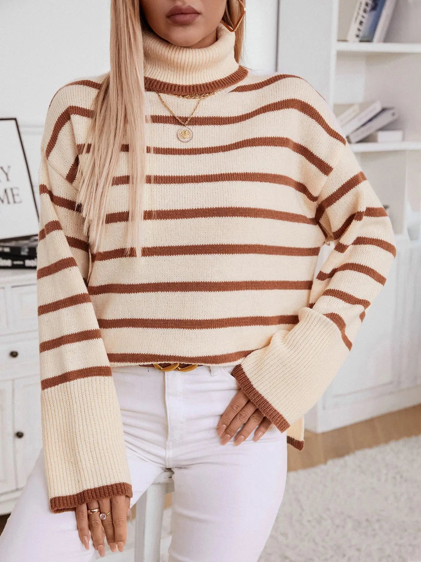 Tiphany Jumper | Autumn Striped Turtleneck Jumper
