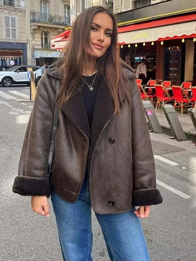 Sapphire Coat | Autumn Shearling-Lined Faux Suede Coat