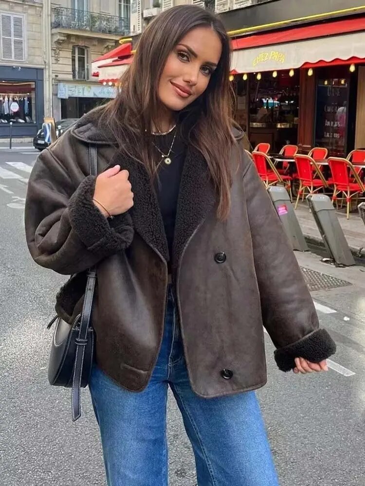 Sapphire Coat | Autumn Shearling-Lined Faux Suede Coat
