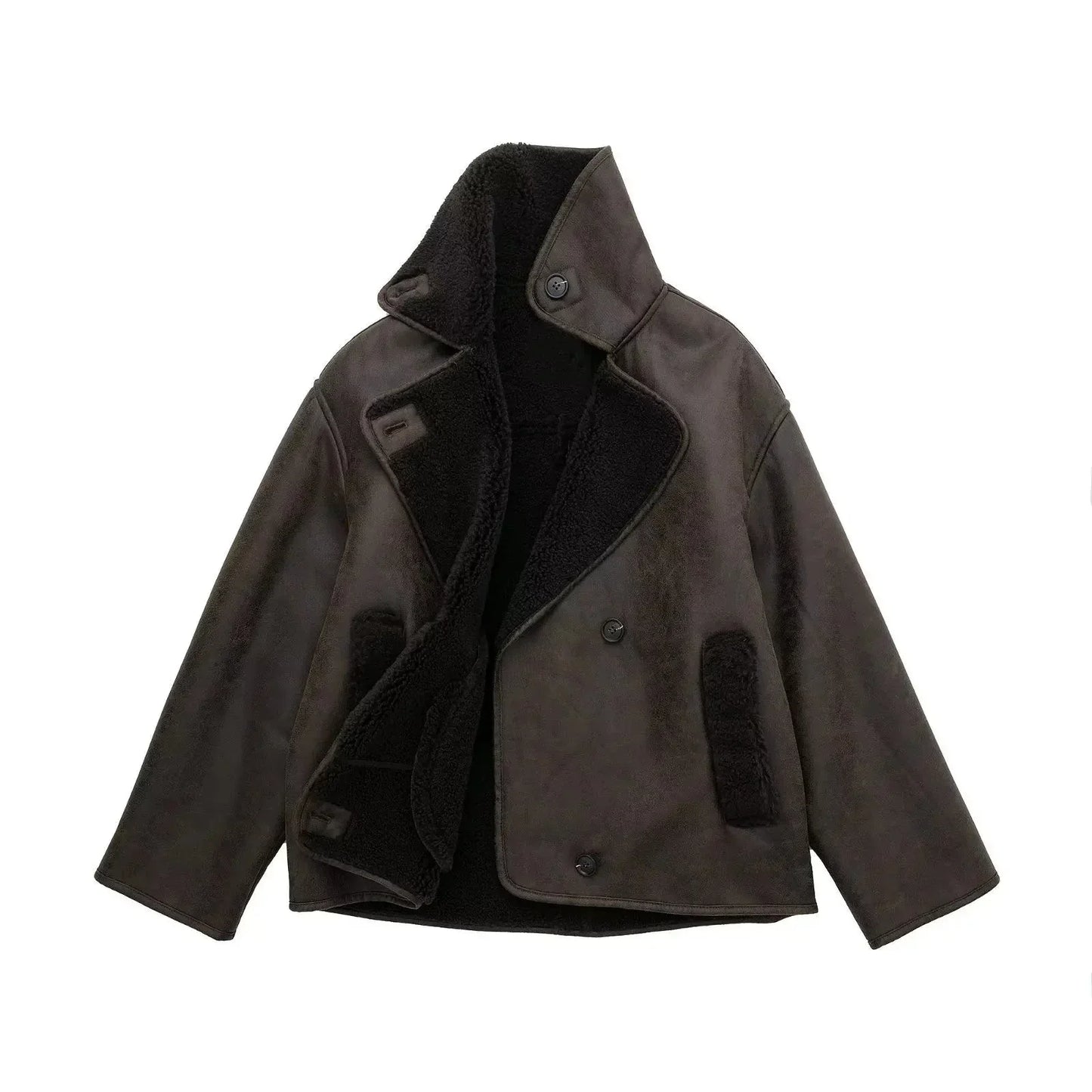 Sapphire Coat | Autumn Shearling-Lined Faux Suede Coat