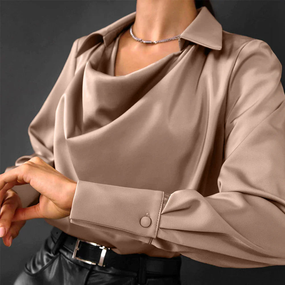 Wellesley Blouse | Satin V-Neck Blouse for Women