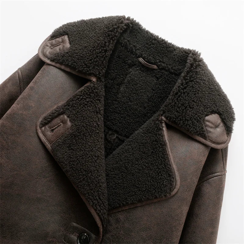 Sapphire Coat | Autumn Shearling-Lined Faux Suede Coat