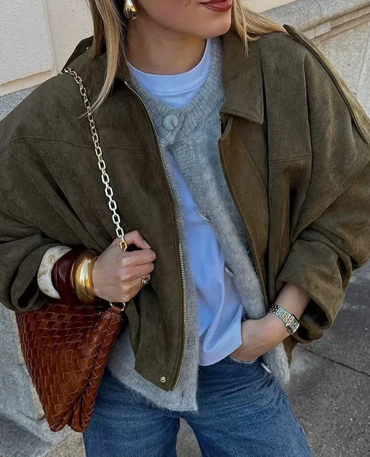 Samaya Jacket | Autumn Suede Zipped Casual Jacket