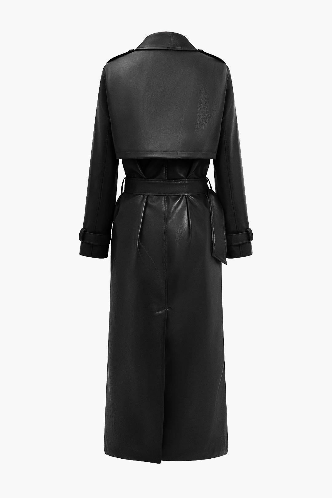 Sara Trench Coat | Autumn Long Belted Faux Leather Coat