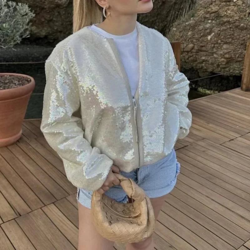 Ulanda Jacket | Autumn Sequin Bomber Jacket