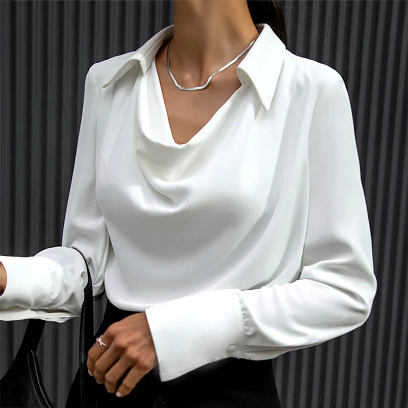 Wellesley Blouse | Satin V-Neck Blouse for Women