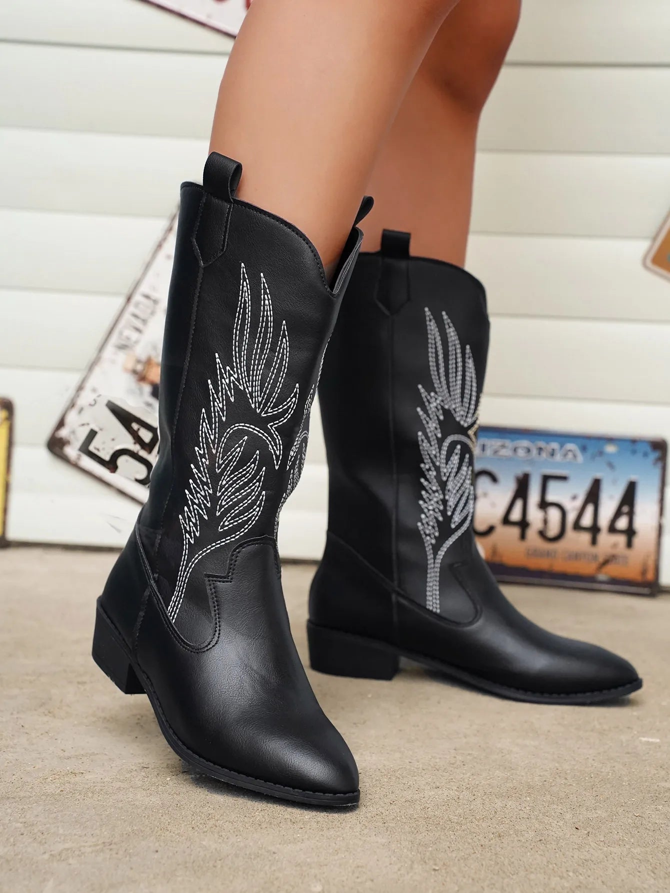 Oriel Boots | Women's PU Leather Cowboy Boots with Soft Lining