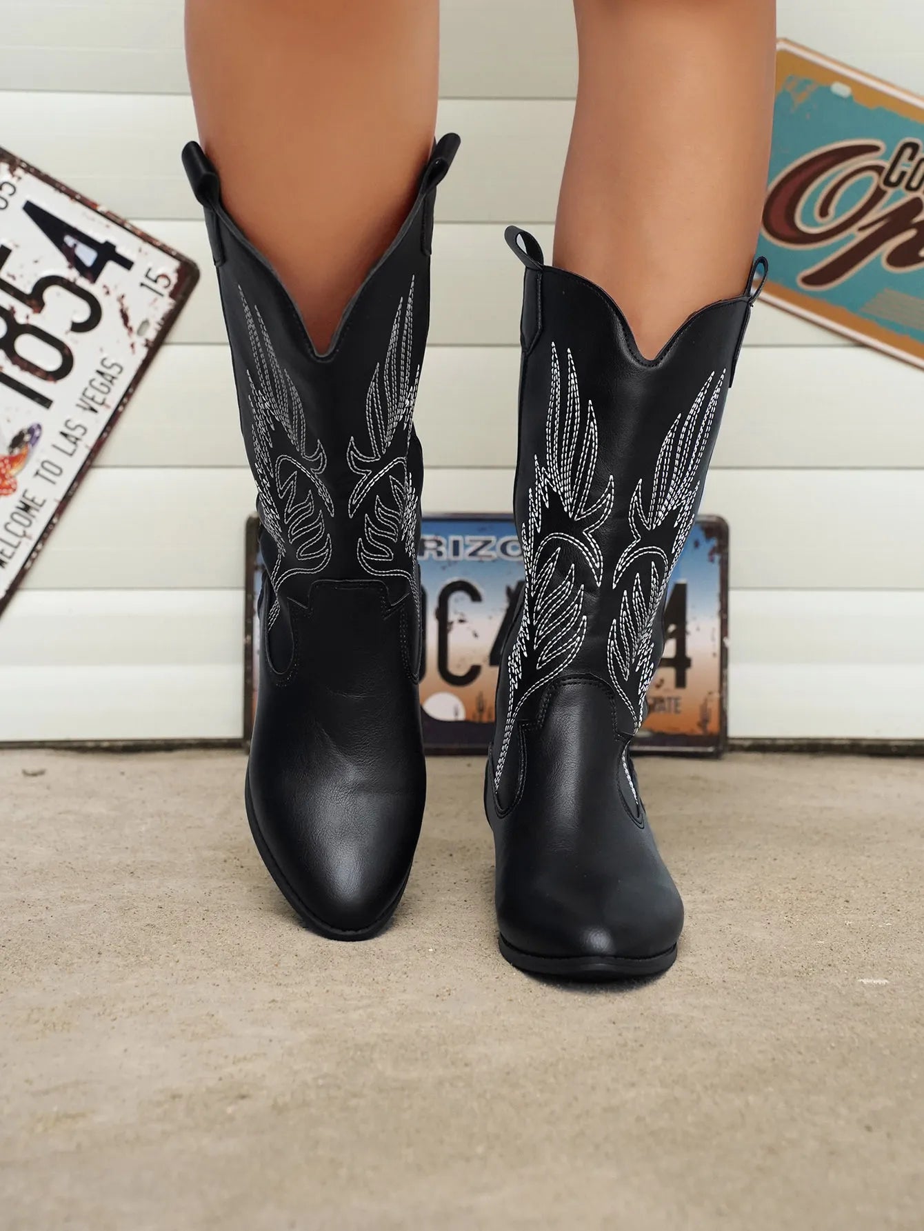 Oriel Boots | Women's PU Leather Cowboy Boots with Soft Lining