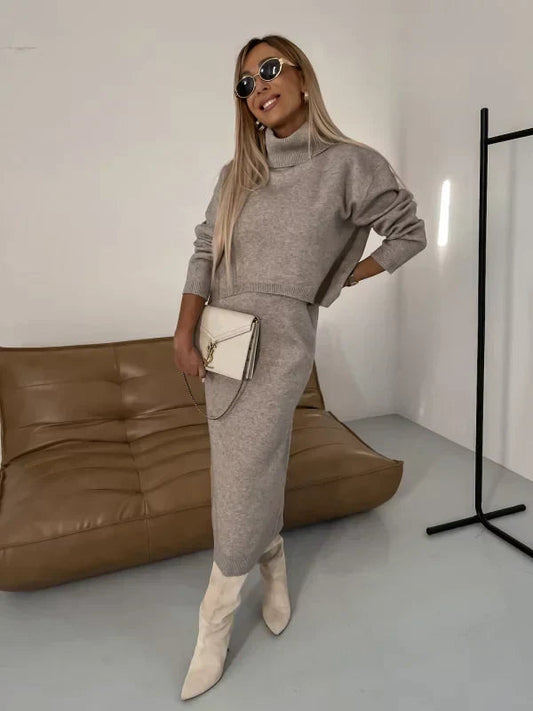 Tommie Dress | Autumn Knitted Turtleneck Midi Dress
