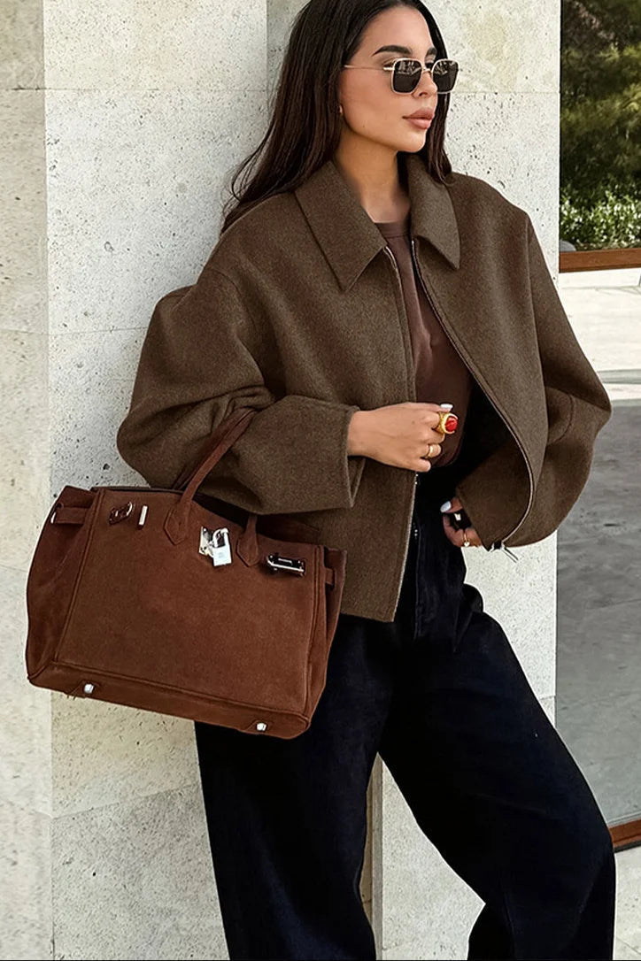 Saphira Jacket | Autumn Cropped Wool-Blend Jacket