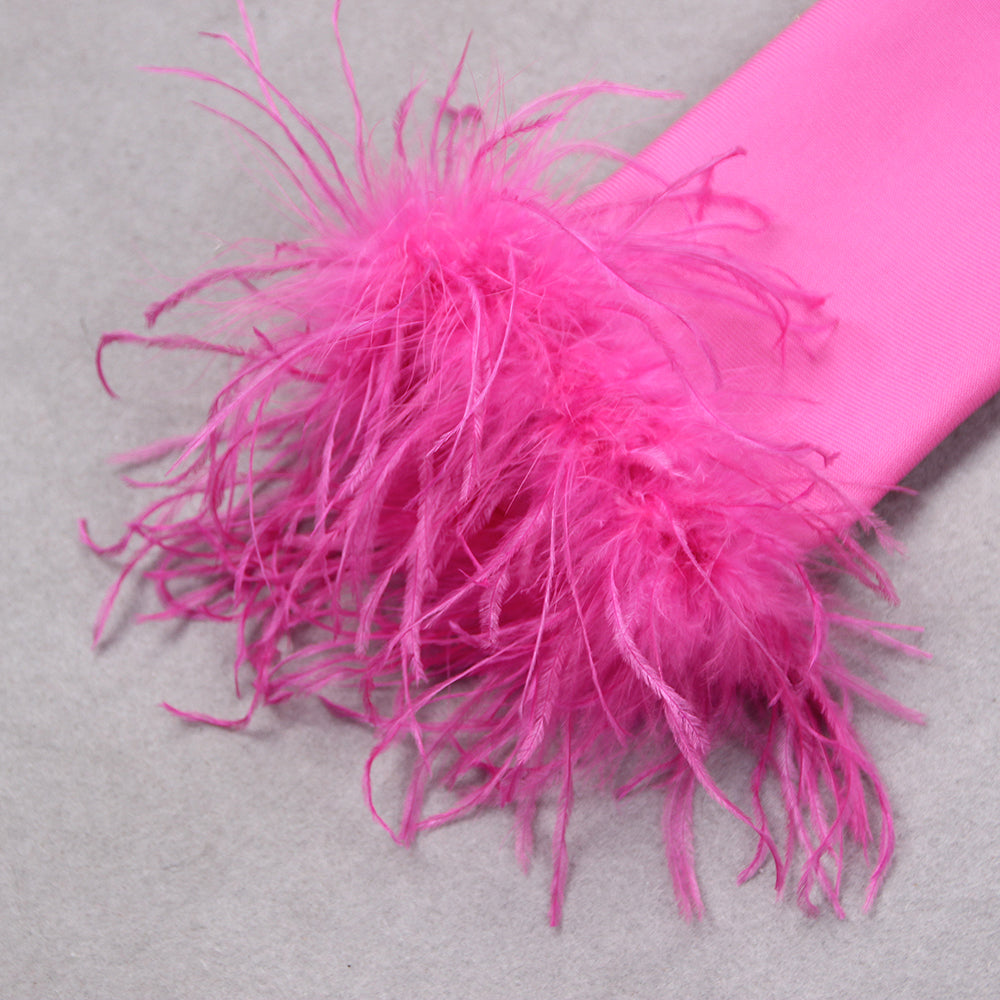 Blair Feather Dress | Women’s Long Sleeve Fitted Dress with Statement Feather Details