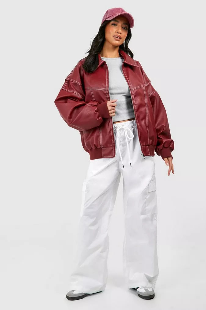 Shania Jacket | Autumn Oversized Red Zip Jacket