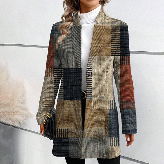 Tala Coat | Autumn Plaid Single-Breasted Long Coat