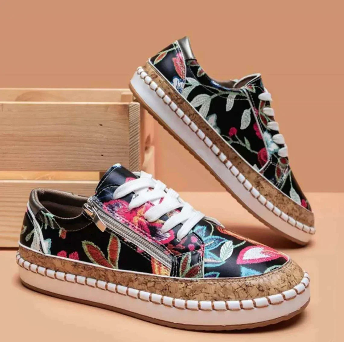 Xayana Slip-On Shoes | Lightweight Floral Embroidered Mesh Shoes for Women