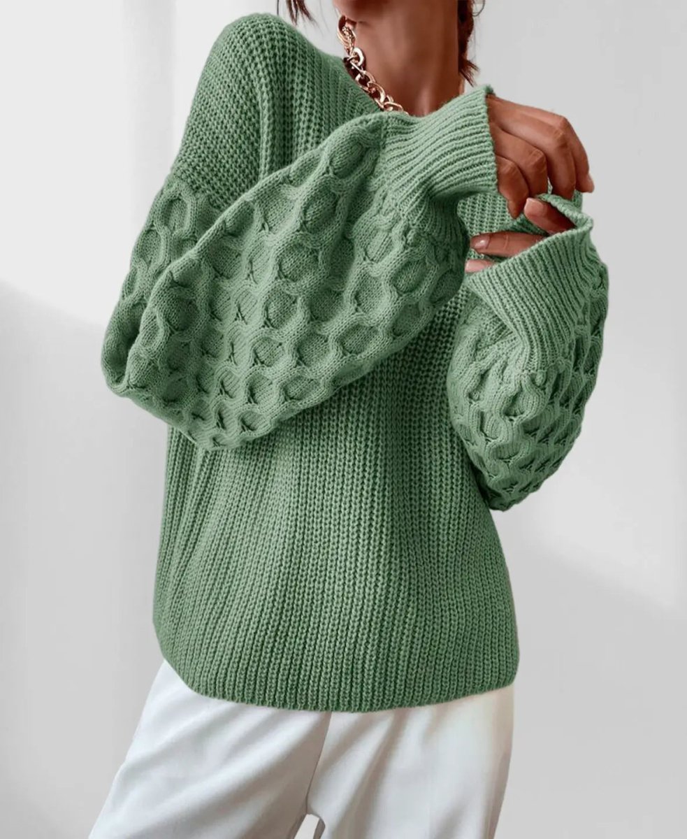 Velma Jumper | Autumn Textured Knit Jumper with Balloon Sleeves