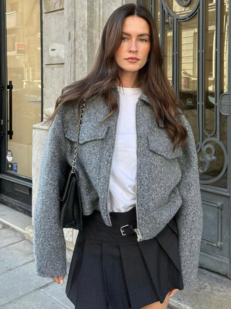 Udonna Jacket | Autumn Cropped Wool-Blend Jacket