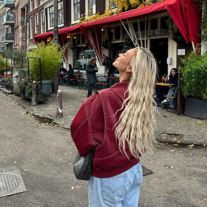 Shania Jacket | Autumn Oversized Red Zip Jacket