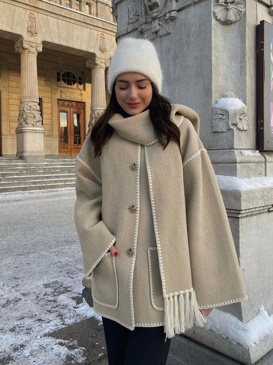 Tabatha Coat | Autumn Fringe Wool Coat