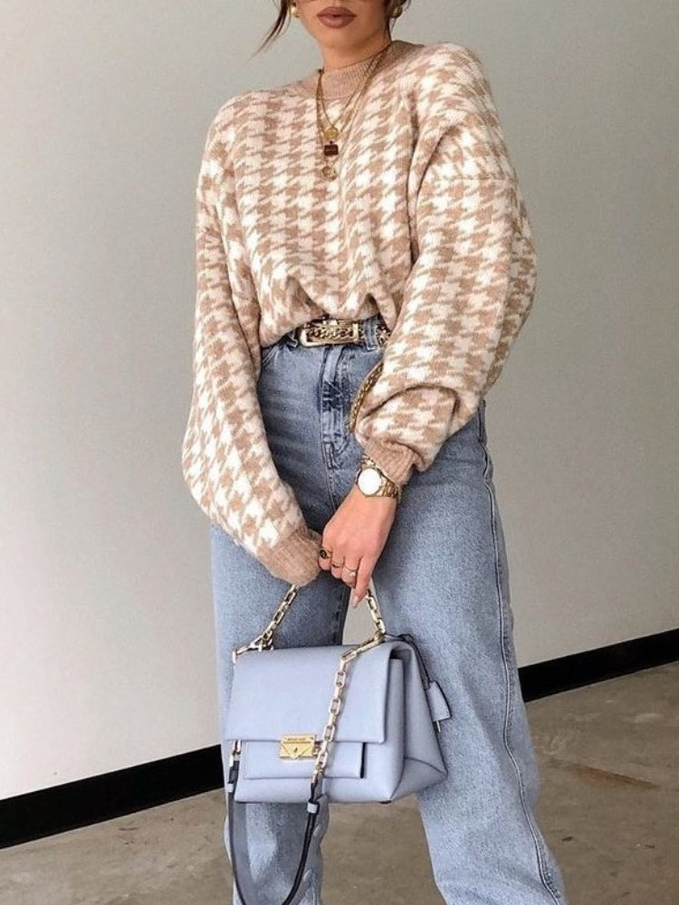 Ximena Jumper | Women's Winter Houndstooth Knit Sweater