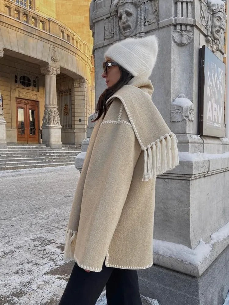 Tabatha Coat | Autumn Fringe Wool Coat