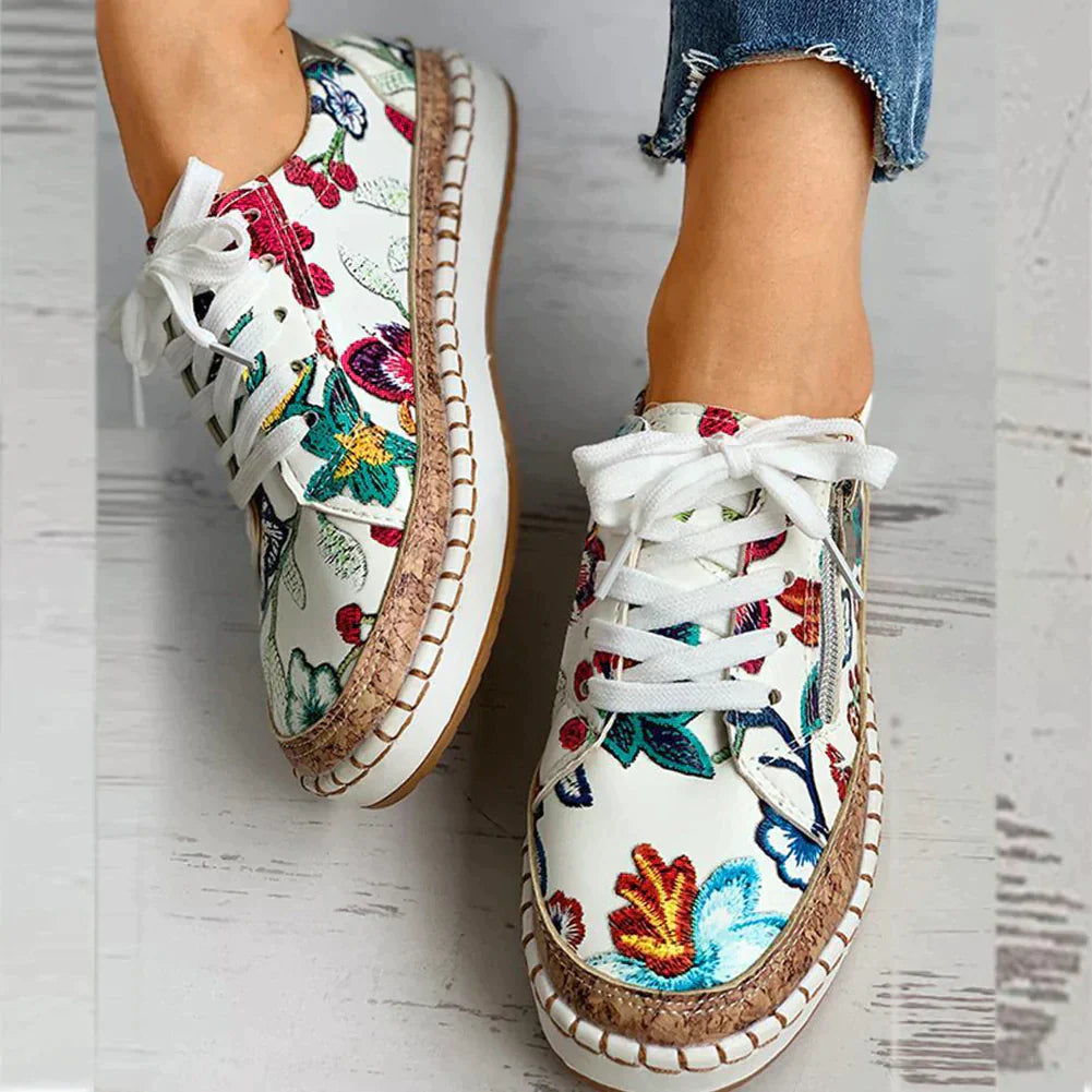 Xayana Slip-On Shoes | Lightweight Floral Embroidered Mesh Shoes for Women