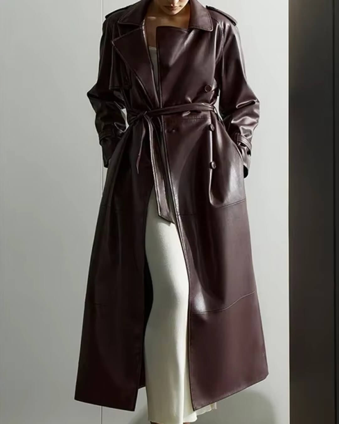 Hadley Trench Coat | Women’s Winter Faux Leather Trench Coat