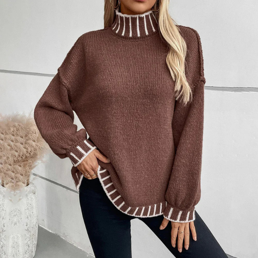 Valaria Jumper | Autumn Striped Turtleneck Knit Jumper