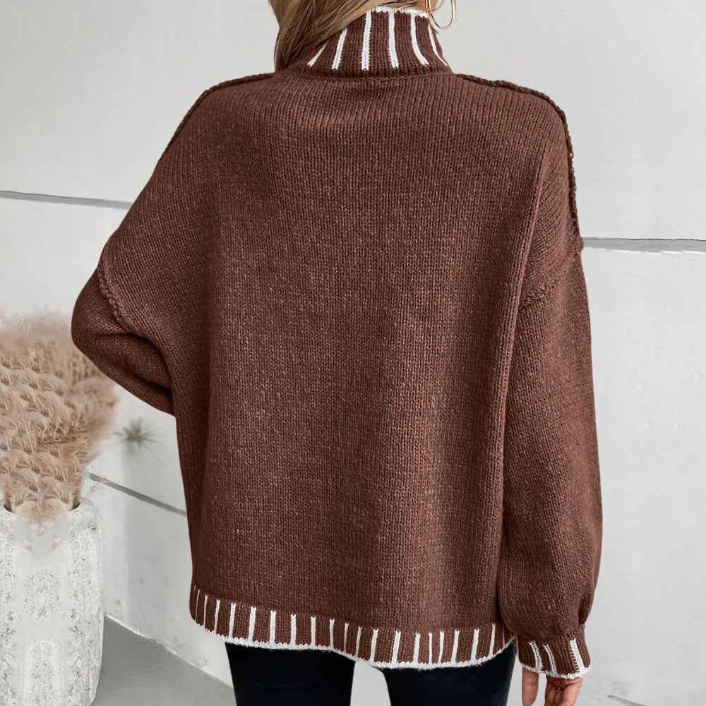Valaria Jumper | Autumn Striped Turtleneck Knit Jumper