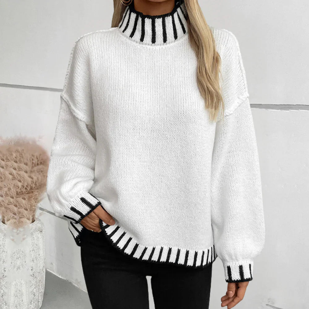 Valaria Jumper | Autumn Striped Turtleneck Knit Jumper
