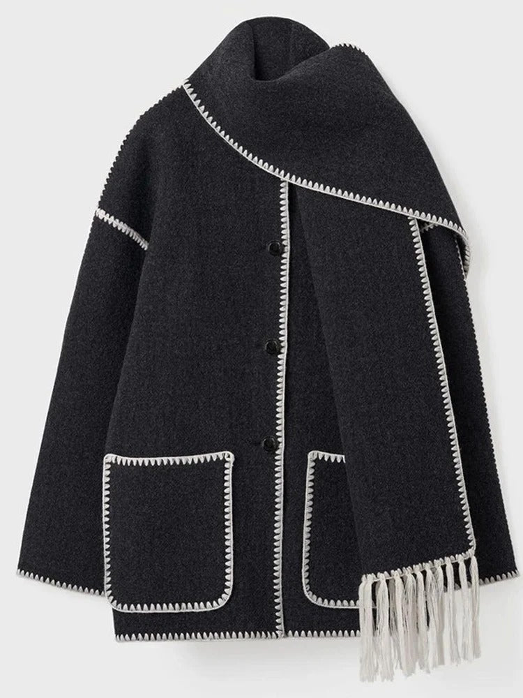 Tabatha Coat | Autumn Fringe Wool Coat