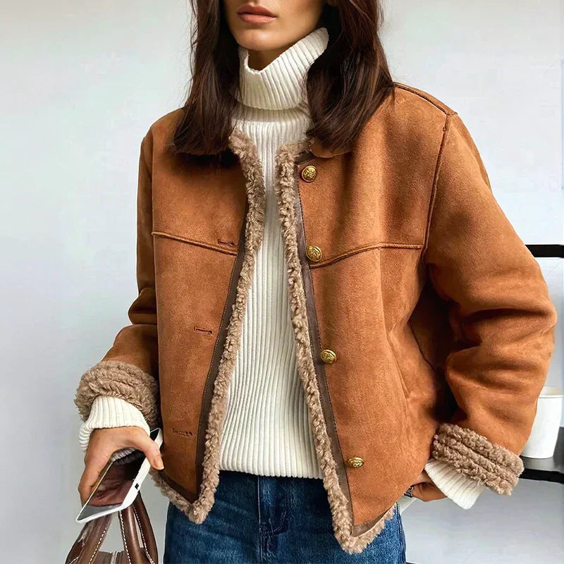 Umbria Jacket | Autumn Shearling Lined Button Jacket