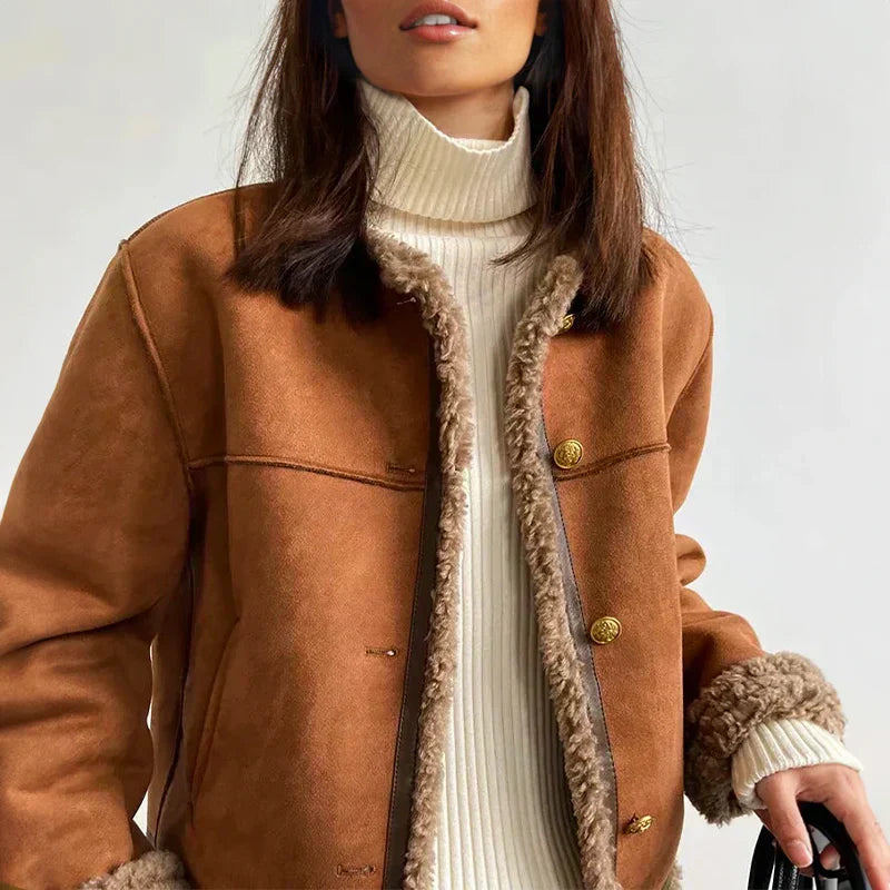 Umbria Jacket | Autumn Shearling Lined Button Jacket