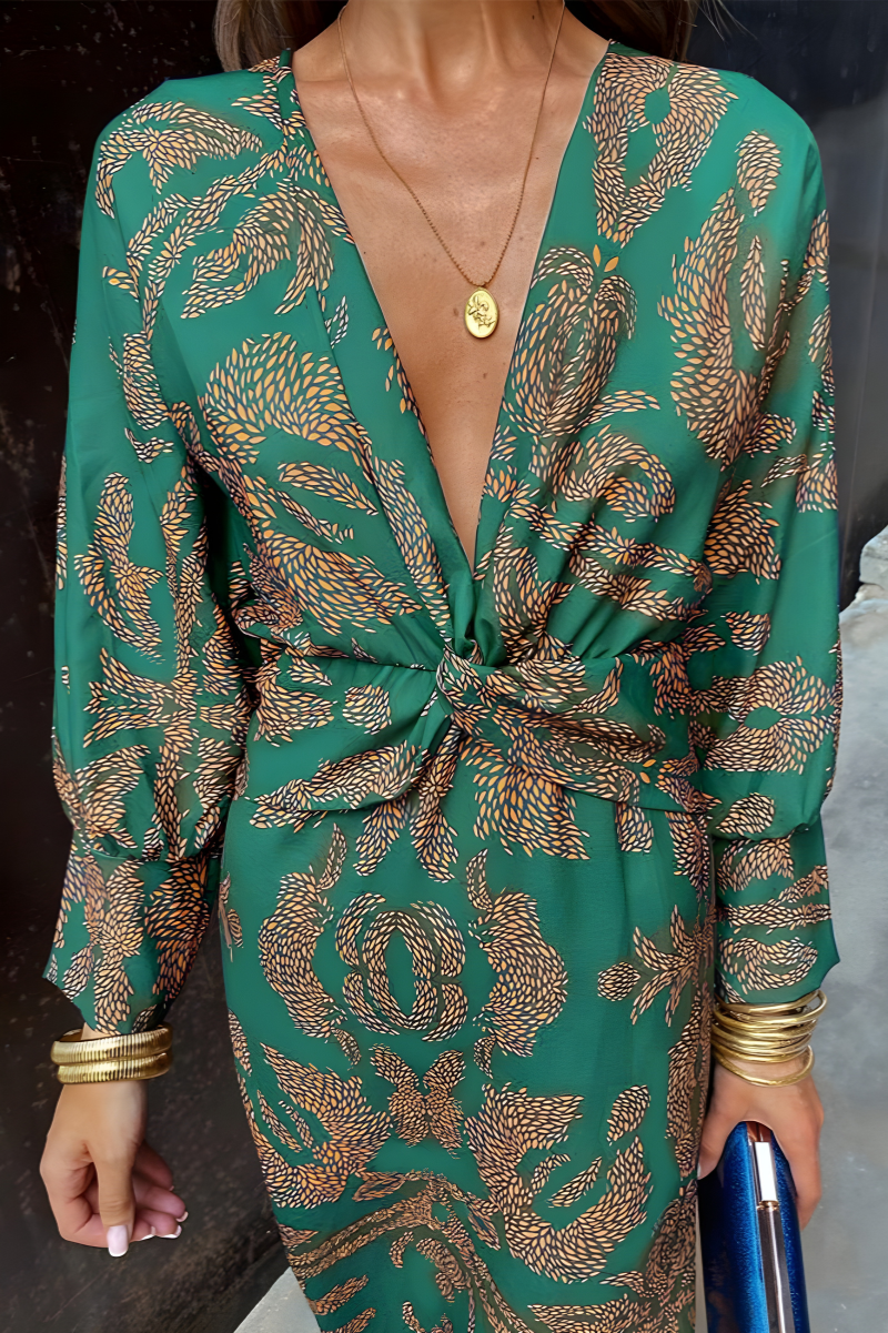 Idalia Dress | Knotted V-Neck Maxi Dress