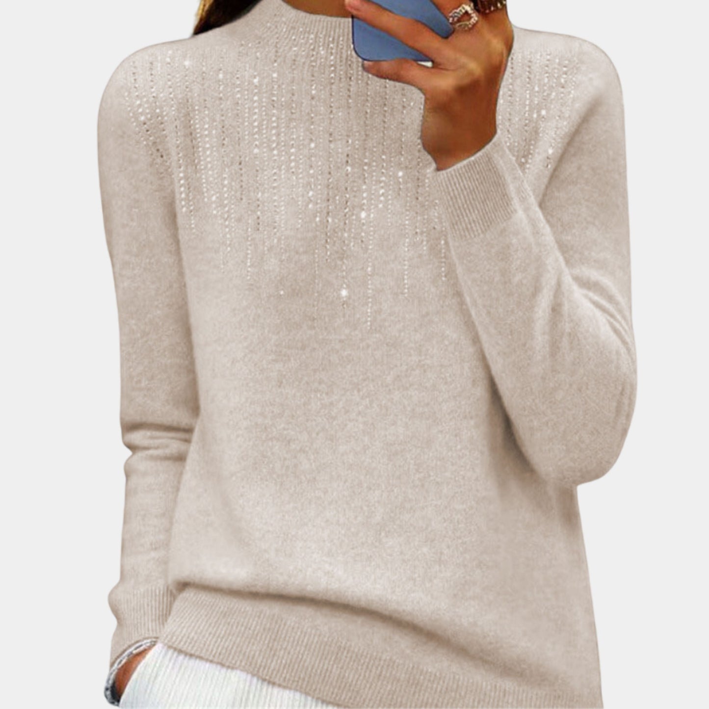Xelene Jumper | Women’s Winter Soft Knit Jumper with Rhinestone Detail
