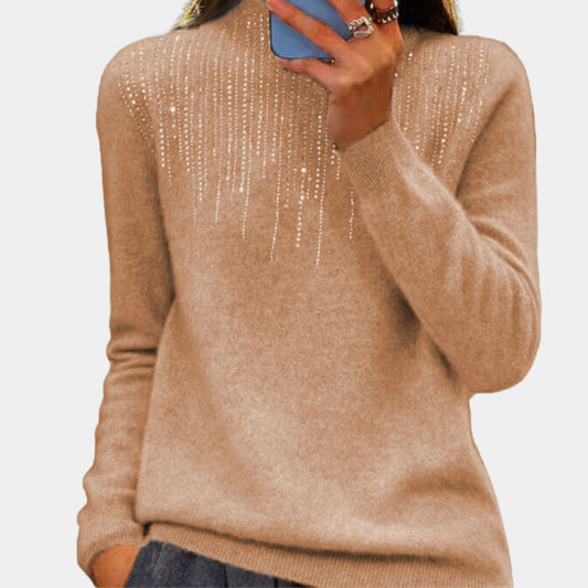 Xelene Jumper | Women’s Winter Soft Knit Jumper with Rhinestone Detail