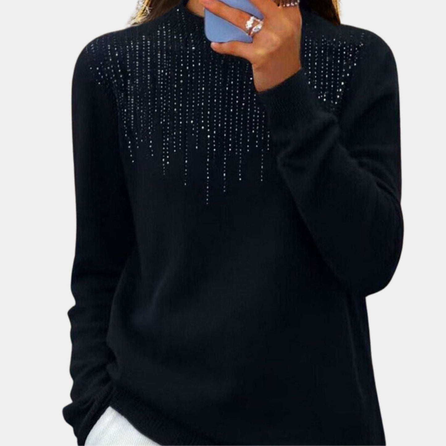 Xelene Jumper | Women’s Winter Soft Knit Jumper with Rhinestone Detail